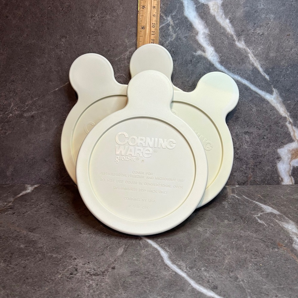 Corning Ware Grab-It Plastic Lids P-150-CPC Cream Set of 4 Replacement Covers